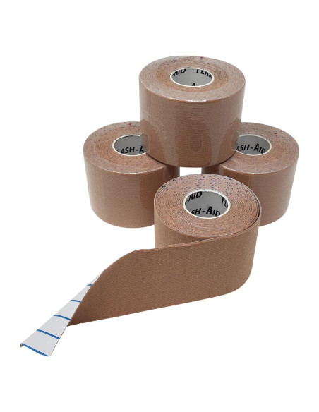 Cinta de Kinesiología Flash-Aid Beige 5.08 cm x 4.88 m - Paquete de 4