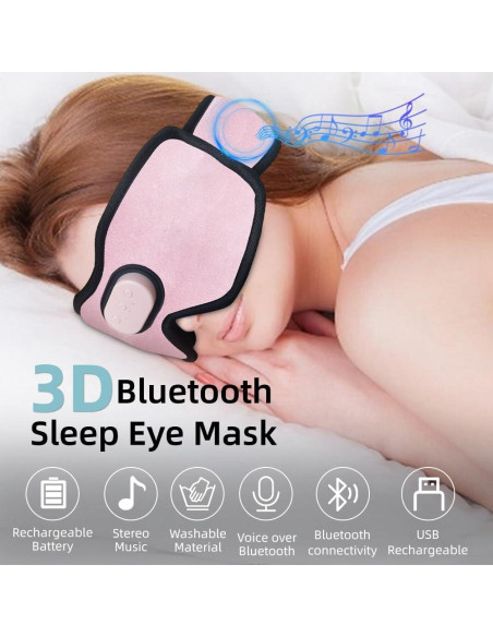 Máscara de Sueño Inalámbrica SYPVRY Rosa con Auriculares Bluetooth
