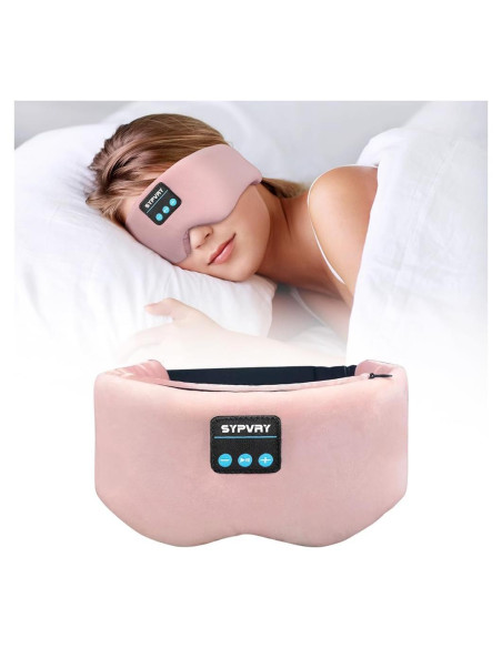 Máscara de Sueño Bluetooth SYPVRY Rosa con Auriculares Inalámbricos