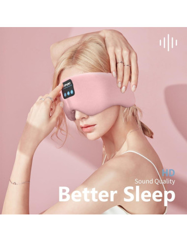 Máscara de Sueño Bluetooth SYPVRY Rosa con Auriculares Inalámbricos