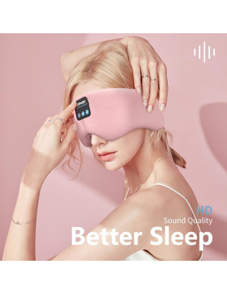 Máscara de Sueño Bluetooth SYPVRY Rosa con Auriculares Inalámbricos