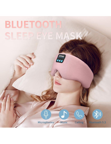 Máscara de Sueño Bluetooth SYPVRY Rosa con Auriculares Inalámbricos