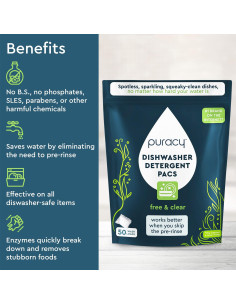 Cápsulas para Lavavajillas Puracy 50 Unidades Sin Fragancia 2