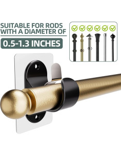 Soportes de Barra de Cortina Antimbee 8 Pcs Adhesivos 8 kg 2