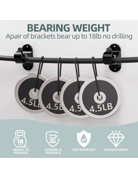 Soportes de Barra de Cortina Antimbee 8 Pcs Adhesivos 8 kg