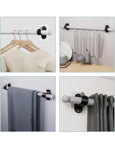 Soportes de Barra de Cortina Antimbee 8 Pcs Adhesivos 8 kg