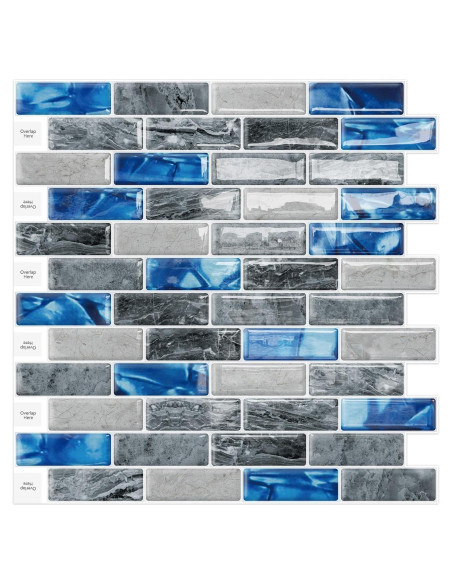 Fondo de Cocina Autoadhesivo DEWOO 3D Mármol Azul 10 Hojas 30x30 cm