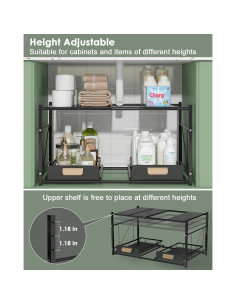 Organizador Bajo Fregadero REALINN Expandible 2 Niveles Negro 2