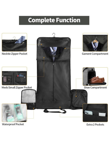 Bolsa de Ropa de Viaje SOLOSAIC 2 en 1 Negra 52.8x22.9x29.9cm