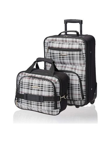 Conjunto de Equipaje Rockland Expandible 2 Piezas Cuadros Negros