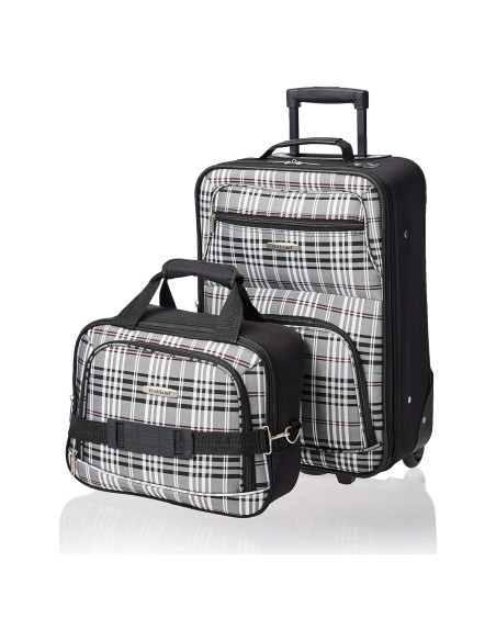Conjunto de Equipaje Rockland Expandible 2 Piezas Cuadros Negros