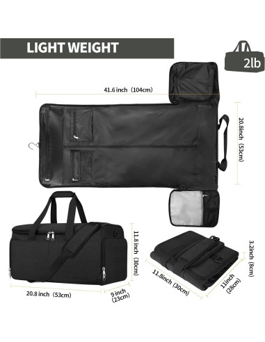 Bolsa de Ropa de Viaje SOLOSAIC 2 en 1 Negra 52.8x22.9x29.9cm
