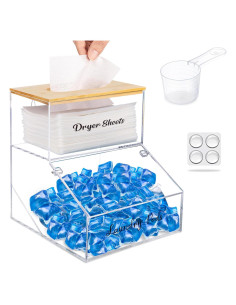 Contenedor de cápulas de lavandería Hiitytin con tapa de bambú