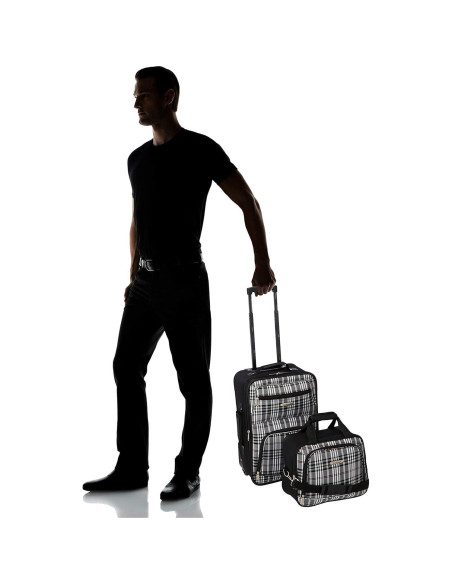 Conjunto de Equipaje Rockland Expandible 2 Piezas Cuadros Negros