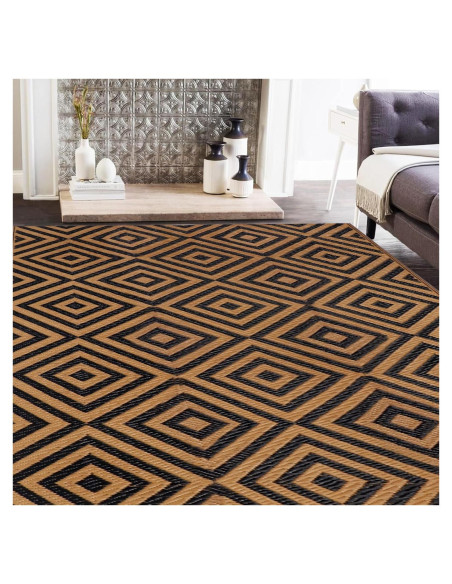 Alfombra Reversible Ridota 1.22x1.83m Patio Exterior Geométrica