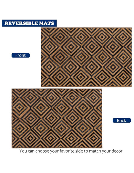 Alfombra Reversible Ridota 1.22x1.83m Patio Exterior Geométrica