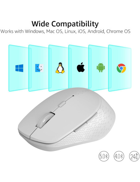 Ratón Inalámbrico Silencioso Rapoo M300G, Bluetooth 2.4GHz, 2400 DPI