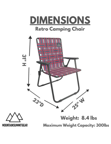 Silla de Camping Retro Caddis Sports - Plegable, 136 kg, Rojo/Azul