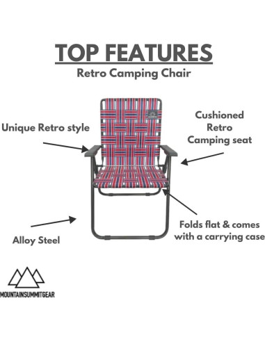 Silla de Camping Retro Caddis Sports - Plegable, 136 kg, Rojo/Azul