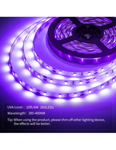 Tira de luz negra LED 6m 360 LEDs 12V YYT para decoración