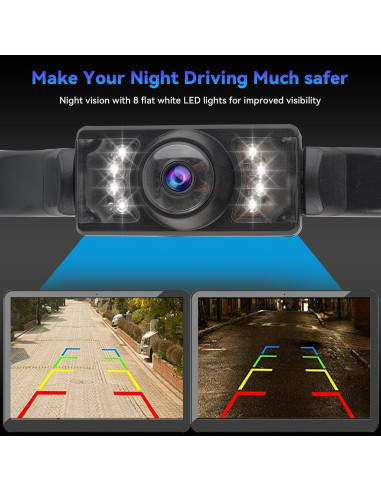 Cámara de Respaldo AUTOXBERT 170 Impermeable HD con 8 LED