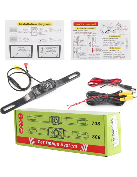 Cámara de Respaldo AUTOXBERT 170 Impermeable HD con 8 LED