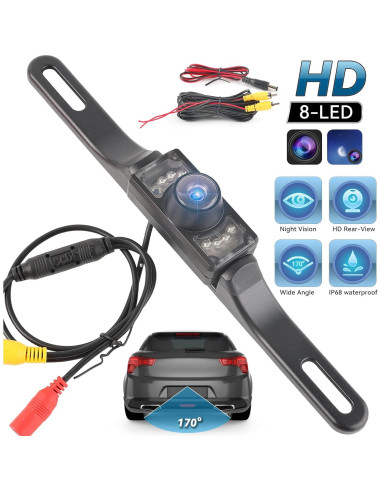 Cámara de Respaldo AUTOXBERT 170 Impermeable HD con 8 LED