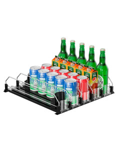 Organizador de Bebidas KUUKIKV para Nevera 5 Filas Negro