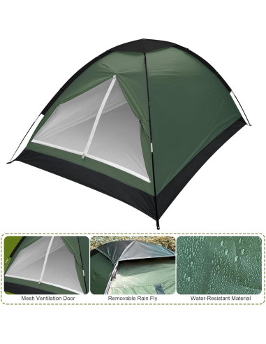 Carpa Domo XL para 2 Personas Impermeable Ligera Verde Militar