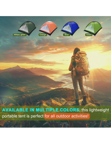 Carpa Domo XL para 2 Personas Impermeable Ligera Verde Militar