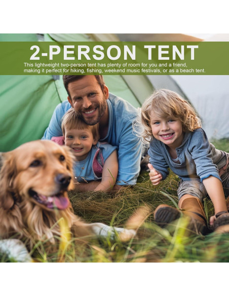 Carpa Domo XL para 2 Personas Impermeable Ligera Verde Militar