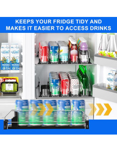 Organizador de Bebidas KUUKIKV para Nevera 5 Filas Negro 2