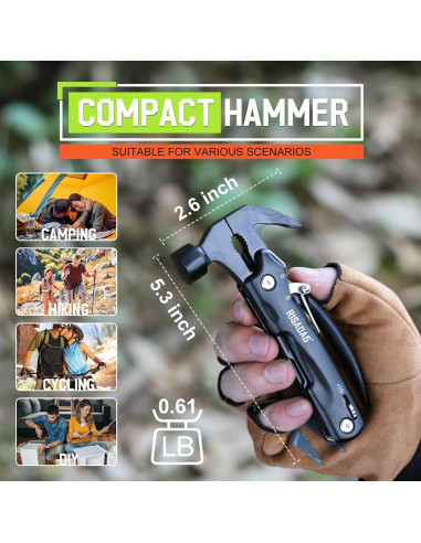 Martillo Multiherramienta 12-en-1 RISADAS con Bolsa de Nylon