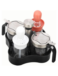 Set de 4 Tarros de Condimentos TINMIX con Base Rotativa 360