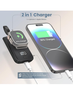 Cargador Portátil Inalámbrico Apple Watch 2500mAh Negro 2