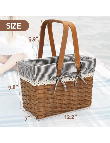 Cesta de Picnic con Asas G GOOD GAIN Gris 31x17.8x24.9 cm