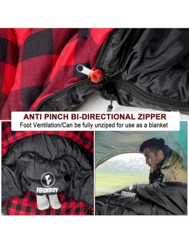 Saco de dormir doble Forinbuy 0C Queen XXL impermeable