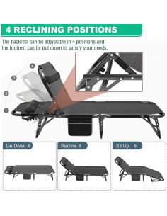 Cama de Camping Plegable LILYPELLE Ajustable 4 Posiciones 226.8kg 2
