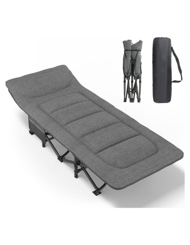 Cama de Camping ATORPOK Plegable con Cojín y Almohada 204 kg
