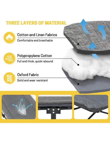 Cama de Camping ATORPOK Plegable con Cojín y Almohada 204 kg