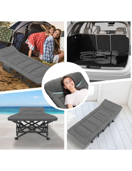 Cama de Camping ATORPOK Plegable con Cojín y Almohada 204 kg