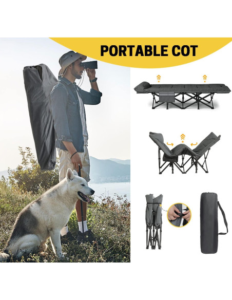 Cama de Camping ATORPOK Plegable con Cojín y Almohada 204 kg