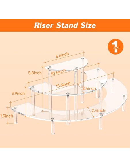Soporte de exhibición acrílico 3 niveles para cupcakes y perfumes