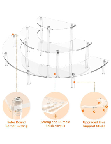 Soporte de exhibición acrílico 3 niveles para cupcakes y perfumes