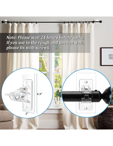 Soportes de Varilla de Cortina Autoadhesivos Kvoike 4 Piezas