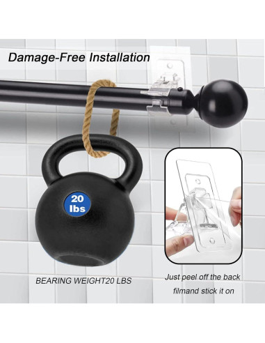 Soportes de Varilla de Cortina Autoadhesivos Kvoike 4 Piezas