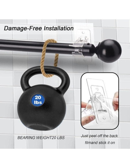 Soportes de Varilla de Cortina Autoadhesivos Kvoike 4 Piezas