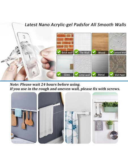 Soportes de Varilla de Cortina Autoadhesivos Kvoike 4 Piezas