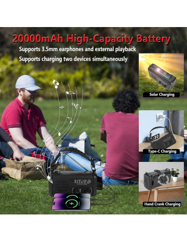 Radio de Emergencia LOOFHIEN Condor 20000mAh AM/FM NOAA Solar