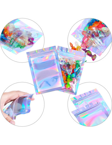 Bolsas de Aluminio Reutilizables Blulu 100 Piezas 5x7 cm Holográfico